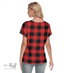 ScotsTee Shop Scottish Rob Roy MacGregor Modern Clan Tartan Womens V Neck T Shirt
