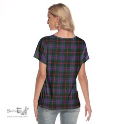 ScotsTee Shop Scottish Nairn Clan Crest Tartan Womens V Neck T Shirt