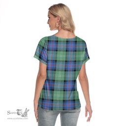 ScotsTee Shop Scottish Sutherland Old Ancient Clan Tartan Womens V Neck T Shirt