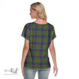 ScotsTee Shop Scottish Stewart of Appin Hunting Modern Clan Tartan Womens V Neck T Shirt