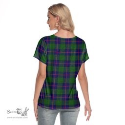 ScotsTee Shop Scottish Shaw Modern Clan Tartan Womens V Neck T Shirt