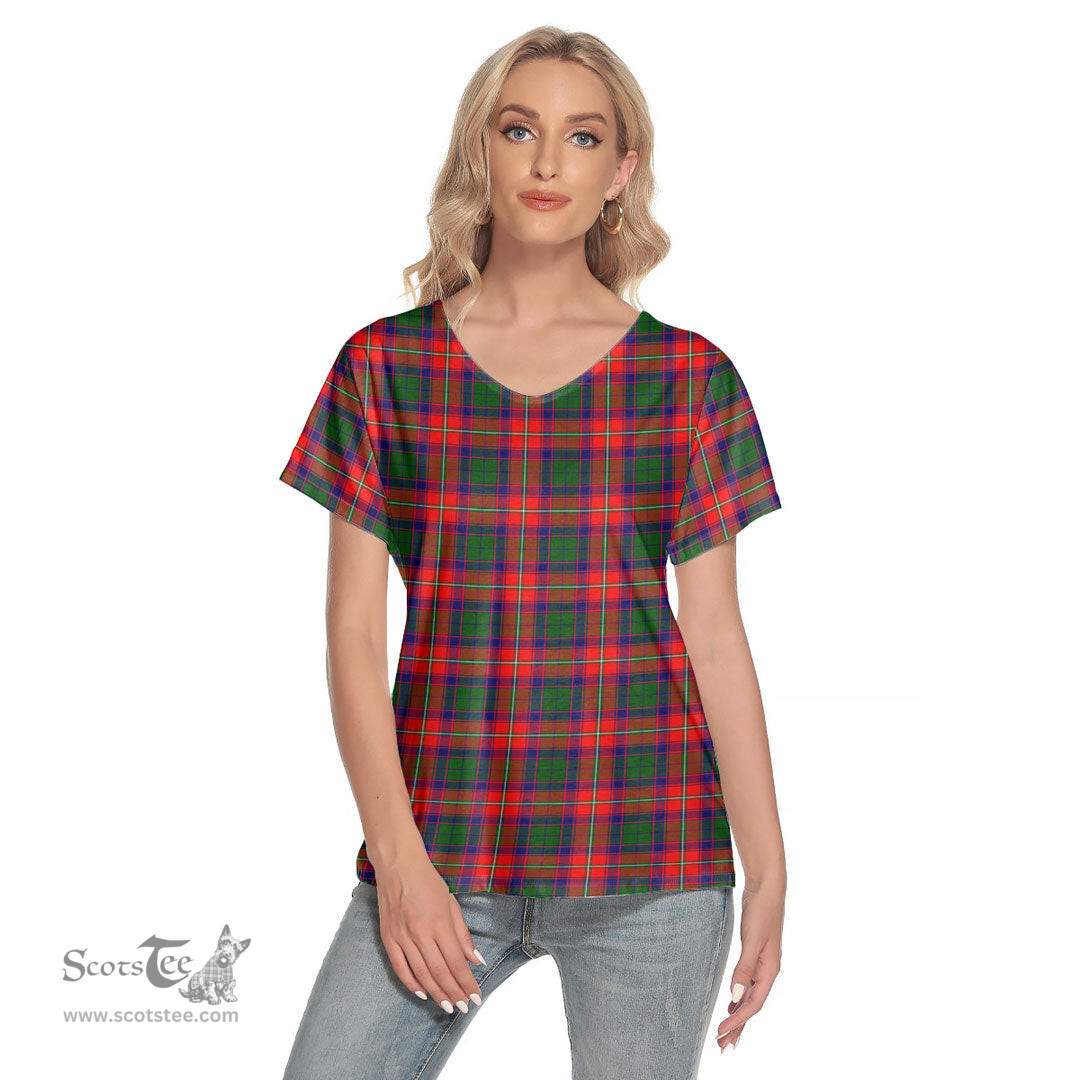 ScotsTee Shop Scottish Roxburgh District Clan Tartan Womens V Neck T Shirt