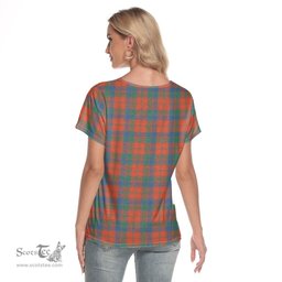 ScotsTee Shop Scottish Robertson Ancient Clan Tartan Womens V Neck T Shirt