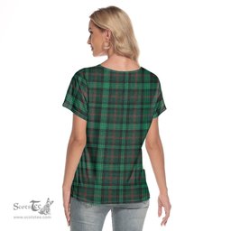 ScotsTee Shop Scottish Ross Hunting Modern Clan Crest Tartan Womens V Neck T Shirt