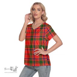 ScotsTee Shop Scottish Munro Modern Clan Tartan Womens V Neck T Shirt