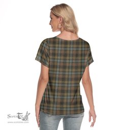 ScotsTee Shop Scottish Stewart Hunting Weathered Clan Crest Tartan Womens V Neck T Shirt