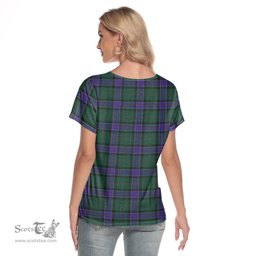 ScotsTee Shop Scottish Sinclair Hunting Modern Clan Crest Tartan Womens V Neck T Shirt