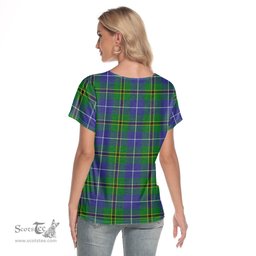 ScotsTee Shop Scottish Turnbull Hunting Clan Tartan Womens V Neck T Shirt