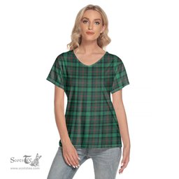 ScotsTee Shop Scottish Ross Hunting Modern Clan Tartan Womens V Neck T Shirt