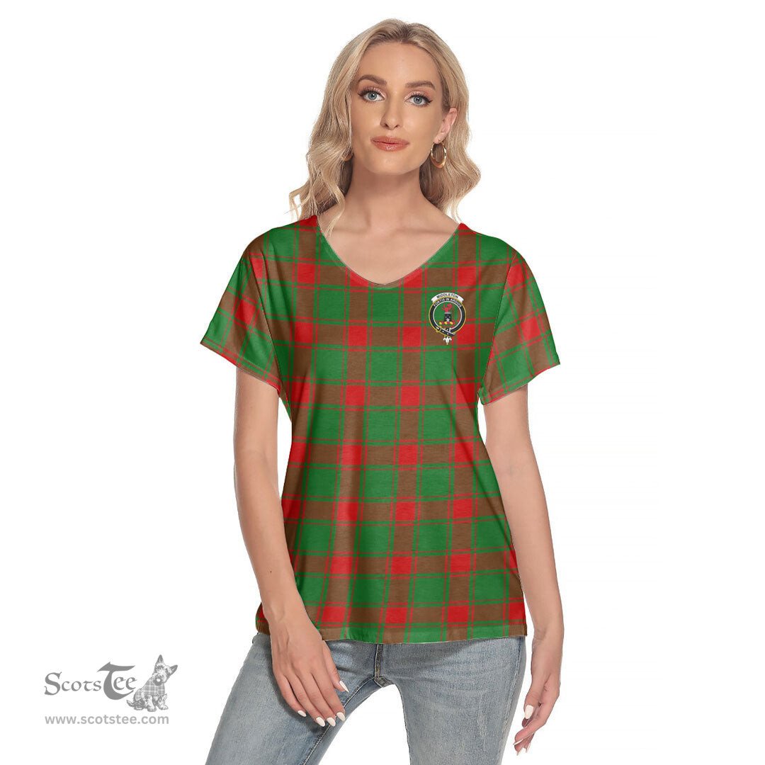 ScotsTee Shop Scottish Middleton Modern Clan Crest Tartan Womens V Neck T Shirt