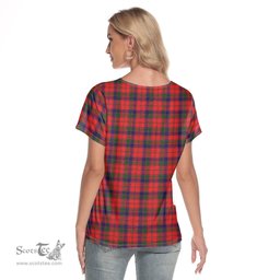 ScotsTee Shop Scottish Robertson Modern Clan Crest Tartan Womens V Neck T Shirt