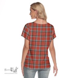 ScotsTee Shop Scottish Robertson Weathered Clan Crest Tartan Womens V Neck T Shirt