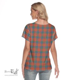 ScotsTee Shop Scottish Robertson Ancient Clan Crest Tartan Womens V Neck T Shirt