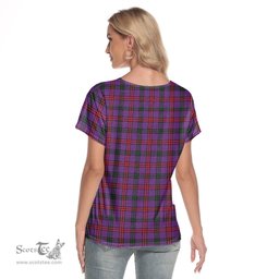ScotsTee Shop Scottish Montgomery Modern Clan Crest Tartan Womens V Neck T Shirt