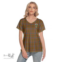ScotsTee Shop Scottish Seton Hunting Modern Clan Crest Tartan Womens V Neck T Shirt