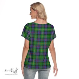 ScotsTee Shop Scottish Tait Modern Clan Tartan Womens V Neck T Shirt