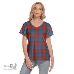 ScotsTee Shop Scottish Mar Clan Tartan Womens V Neck T Shirt