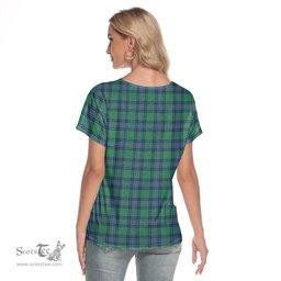 ScotsTee Shop Scottish Shaw Ancient Clan Crest Tartan Womens V Neck T Shirt