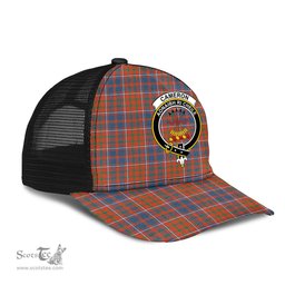 ScotsTee Shop Scottish Cameron of Lochiel Ancient Clan Crest Tartan Half Net Cap Baseball Mesh Back Cap