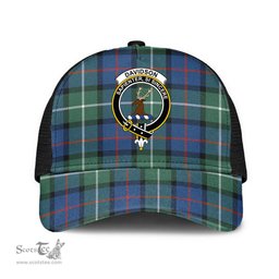 ScotsTee Shop Scottish Davidson of Tulloch Clan Crest Tartan Half Net Cap Baseball Mesh Back Cap