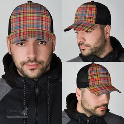ScotsTee Shop Scottish Drummond of Strathallan Clan Tartan Half Net Cap Baseball Mesh Back Cap