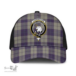 ScotsTee Shop Scottish Cunningham Dress Blue Dancers Clan Crest Tartan Half Net Cap Baseball Mesh Back Cap