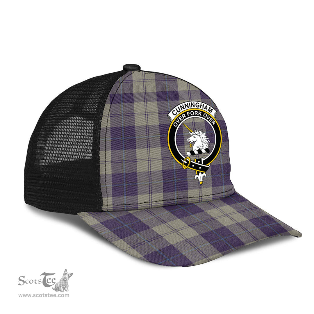 ScotsTee Shop Scottish Cunningham Dress Blue Dancers Clan Crest Tartan Half Net Cap Baseball Mesh Back Cap