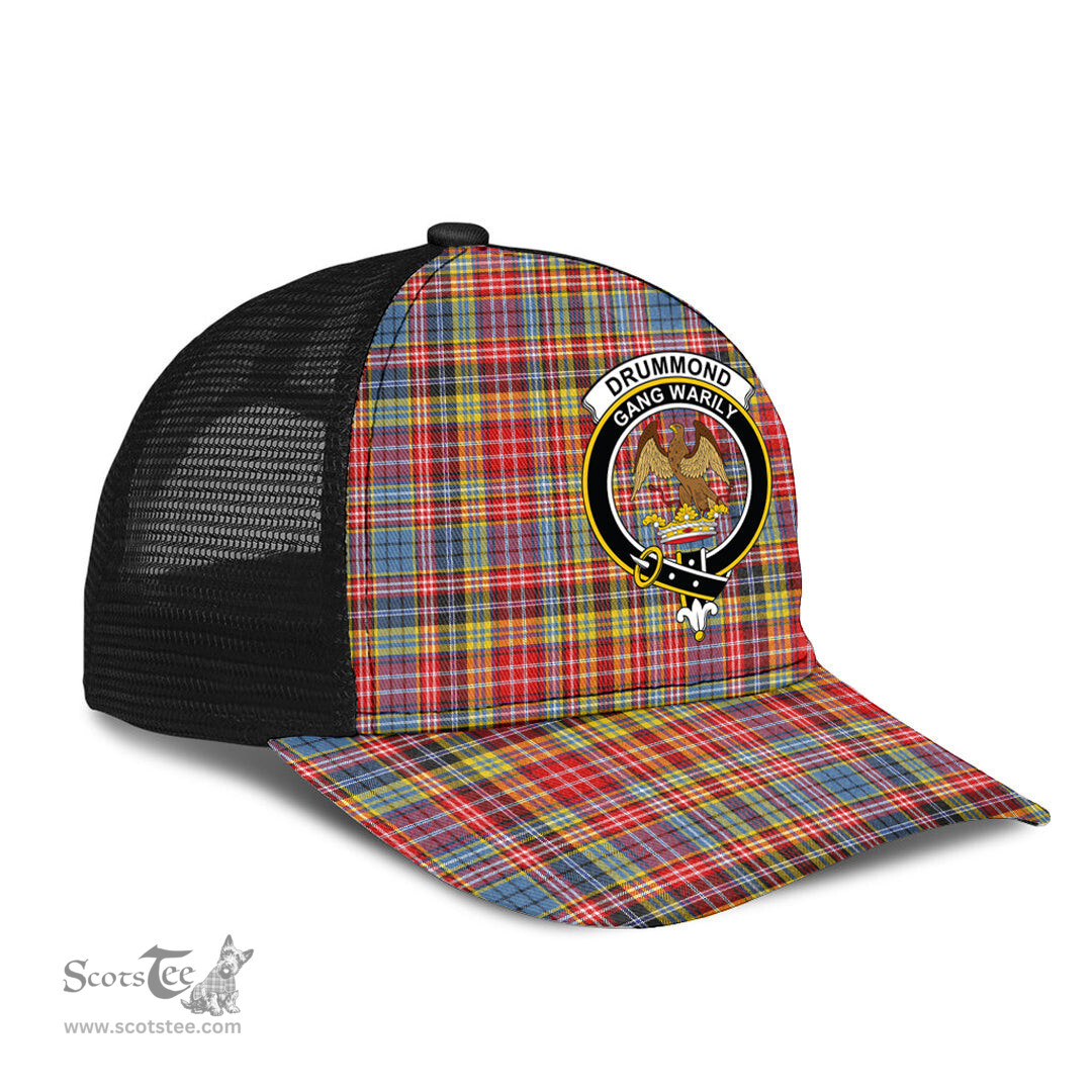ScotsTee Shop Scottish Drummond of Strathallan Clan Crest Tartan Half Net Cap Baseball Mesh Back Cap
