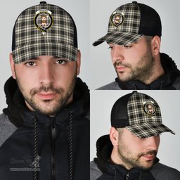 ScotsTee Shop Scottish Menzies Black White Ancient Clan Crest Tartan Half Net Cap Baseball Mesh Back Cap