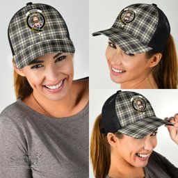 ScotsTee Shop Scottish Menzies Black White Ancient Clan Crest Tartan Half Net Cap Baseball Mesh Back Cap