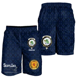 ScotsTee Shop Scottish Crichton Family Crest Mens Tartan Short Scottish 1991 Style