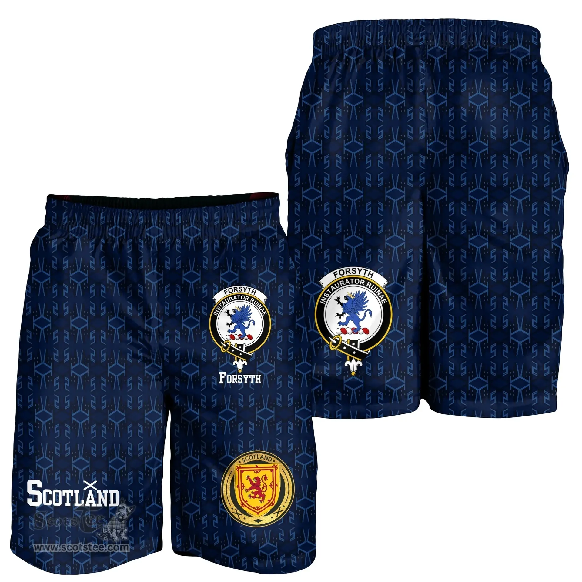 ScotsTee Shop Scottish Forsyth Family Crest Mens Tartan Short Scottish 1991 Style