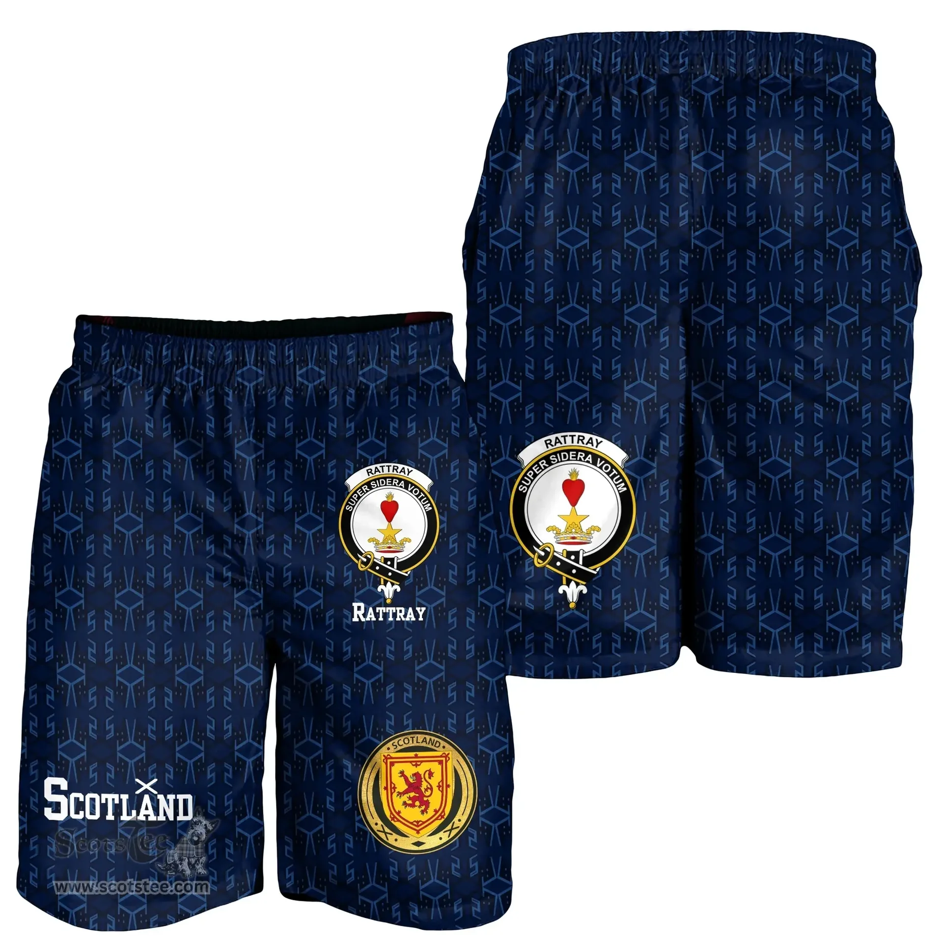 ScotsTee Shop Scottish Rattray Family Crest Mens Tartan Short Scottish 1991 Style