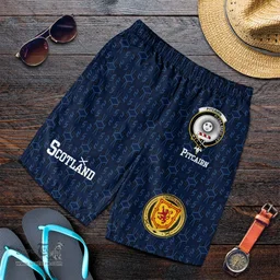 ScotsTee Shop Scottish Pitcairn Family Crest Mens Tartan Short Scottish 1991 Style