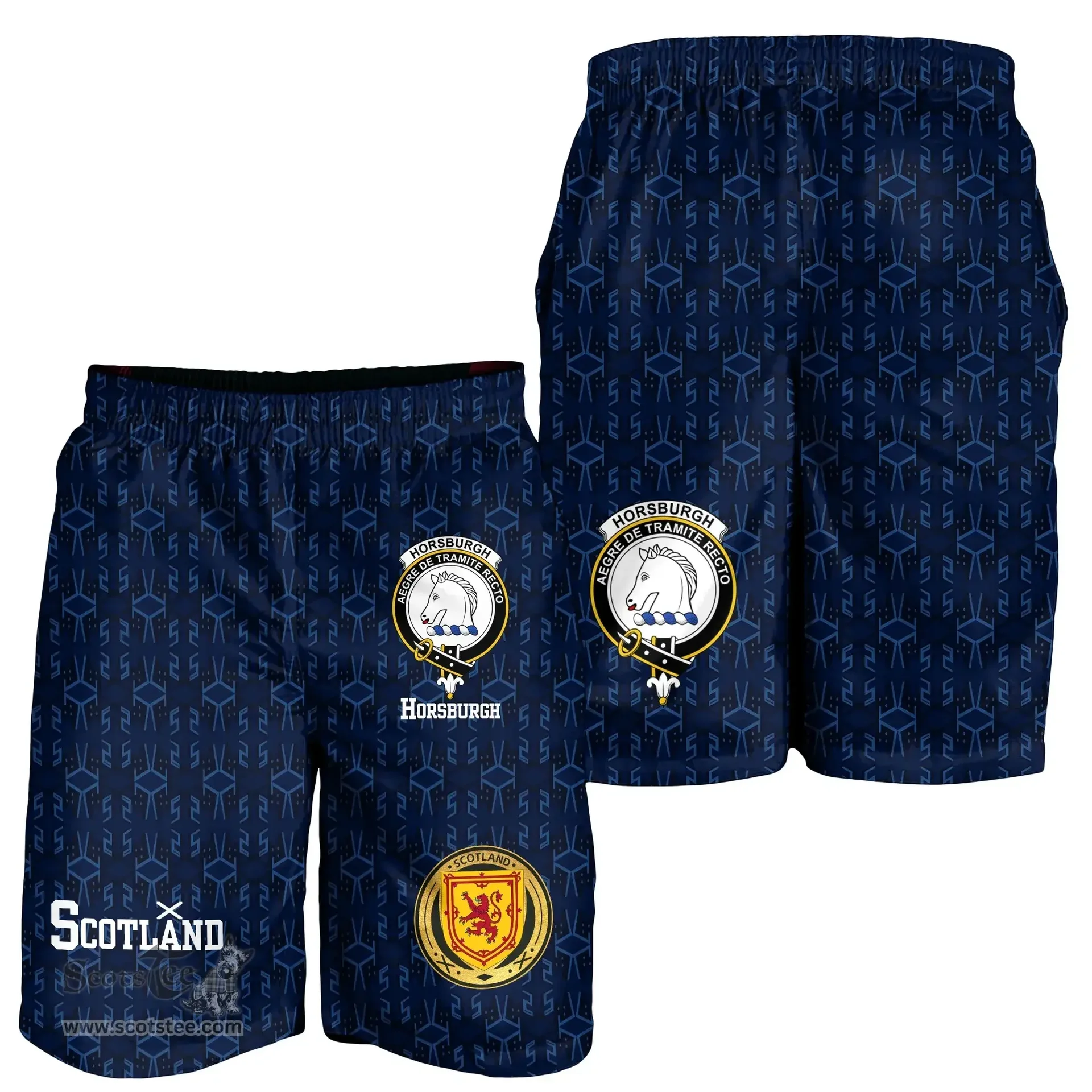ScotsTee Shop Scottish Horsburgh Family Crest Mens Tartan Short Scottish 1991 Style