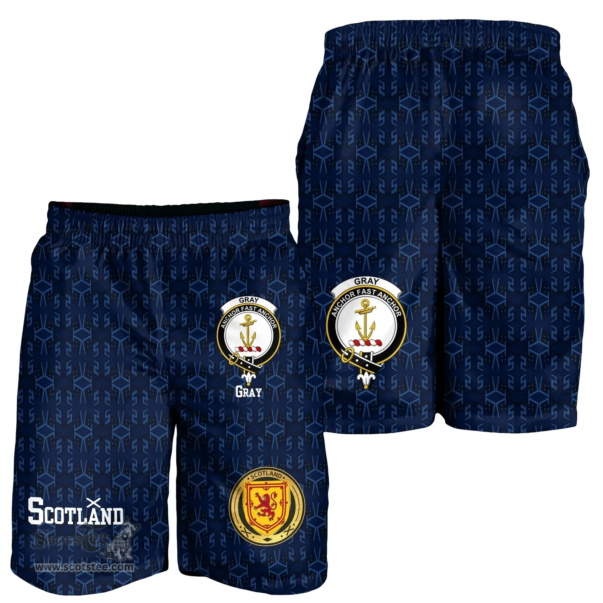 ScotsTee Shop Scottish Gray Family Crest Mens Tartan Short Scottish 1991 Style
