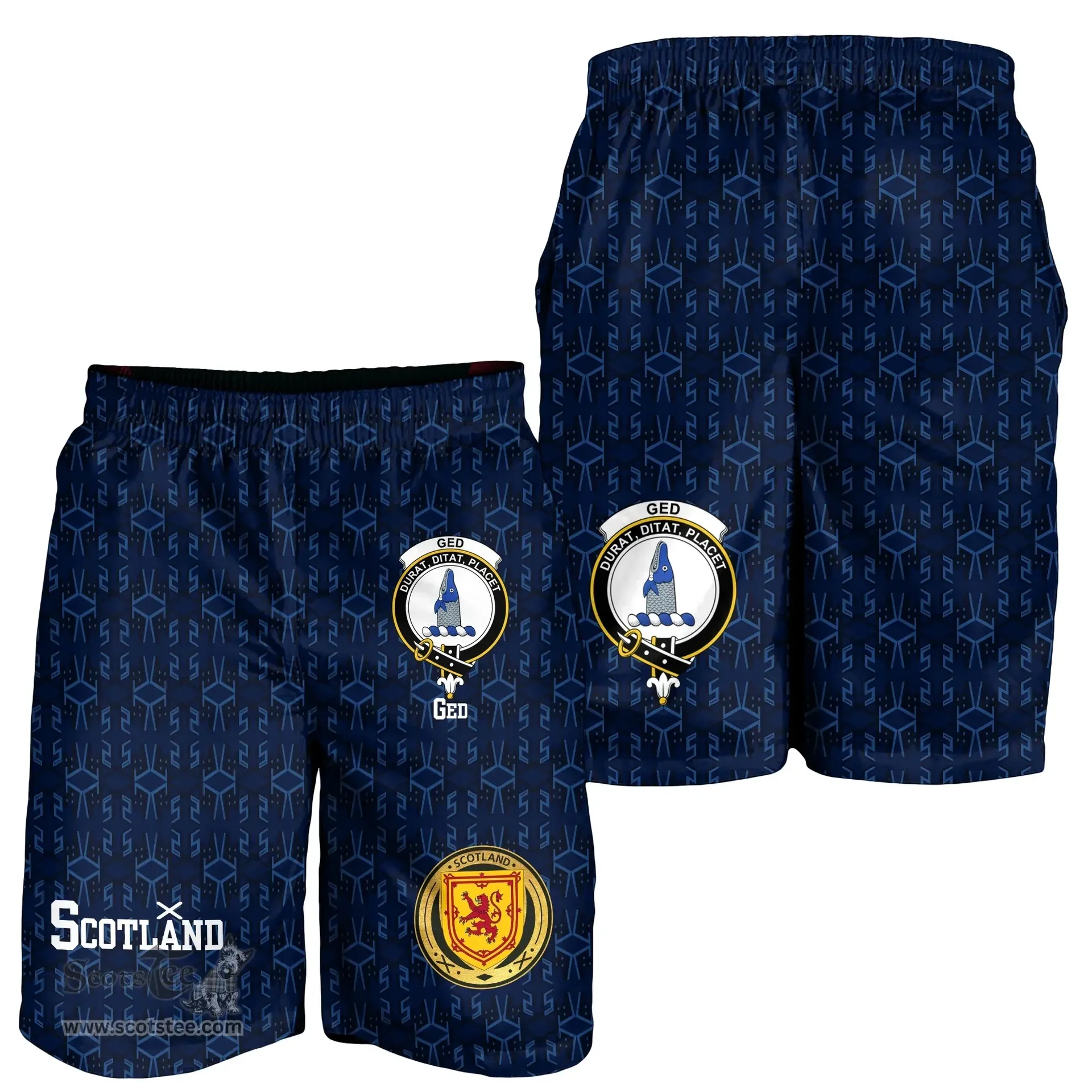 ScotsTee Shop Scottish Ged Family Crest Mens Tartan Short Scottish 1991 Style