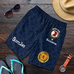 ScotsTee Shop Scottish Halkerston Family Crest Mens Tartan Short Scottish 1991 Style