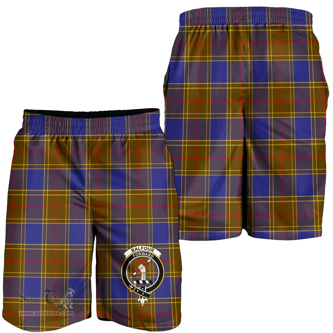 ScotsTee Shop Scottish Balfour Modern Clan Crest Mens Tartan Short