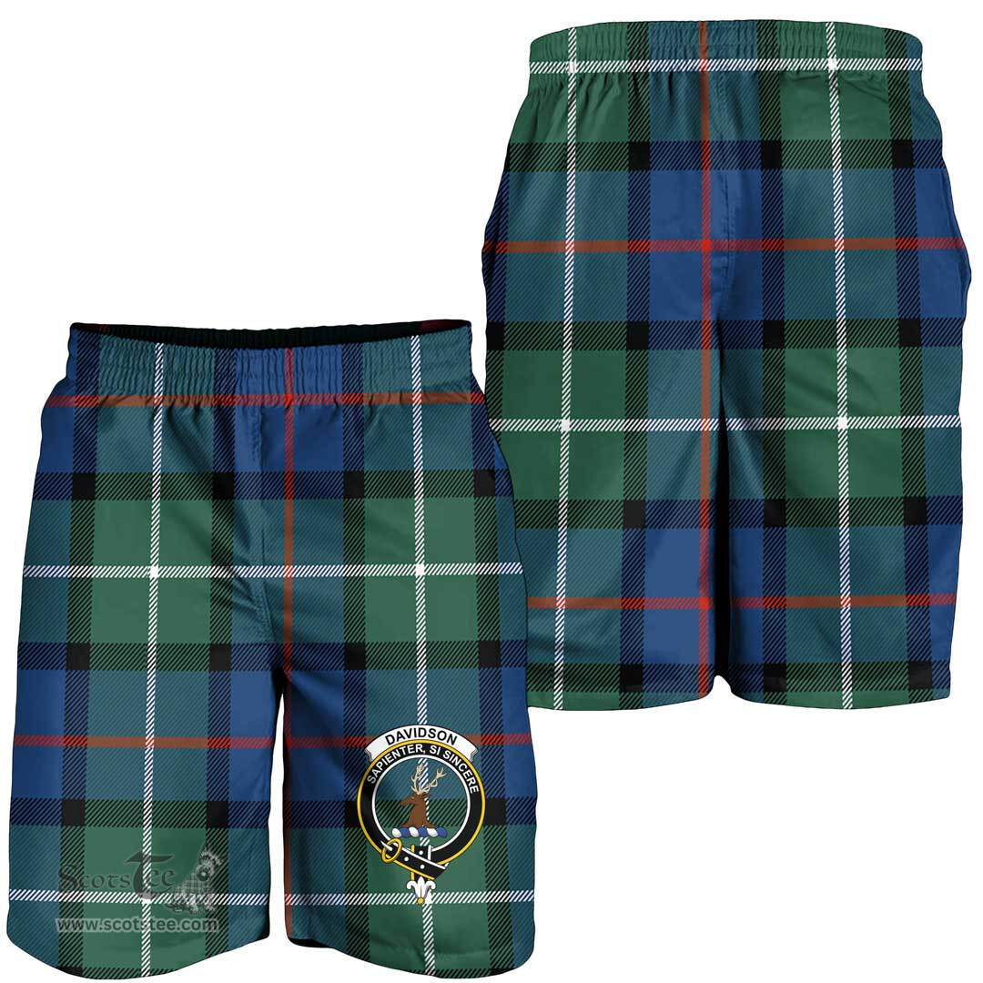 ScotsTee Shop Scottish Davidson of Tulloch Clan Crest Mens Tartan Short