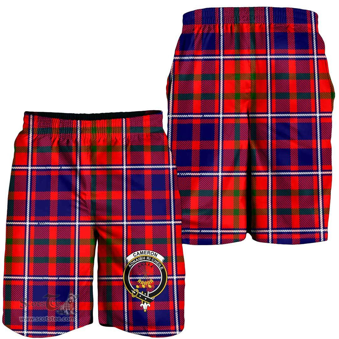 ScotsTee Shop Scottish Cameron of Lochiel Modern Clan Crest Mens Tartan Short