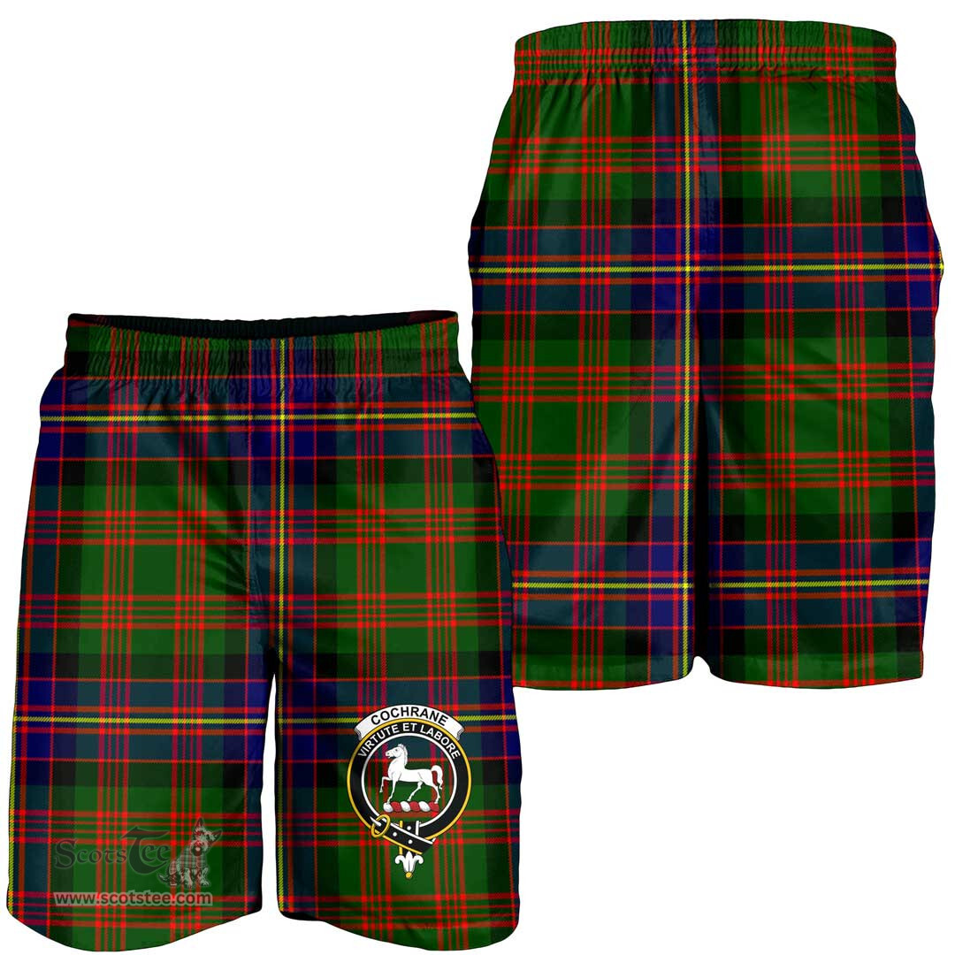 ScotsTee Shop Scottish Cochrane Modern Clan Crest Mens Tartan Short