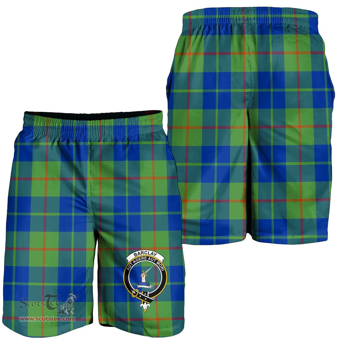 ScotsTee Shop Scottish Barclay Hunting Ancient Clan Crest Mens Tartan Short