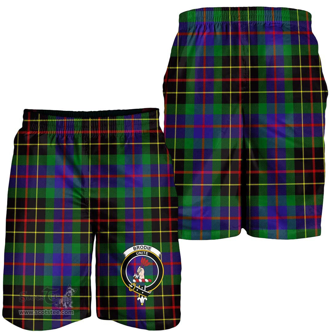 ScotsTee Shop Scottish Brodie Hunting Modern Clan Crest Mens Tartan Short