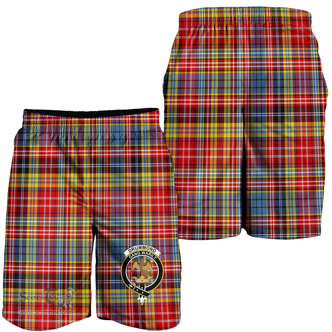 ScotsTee Shop Scottish Drummond of Strathallan Clan Crest Mens Tartan Short