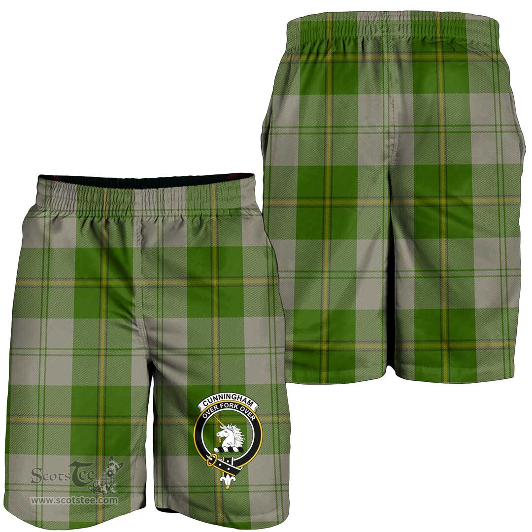 ScotsTee Shop Scottish Cunningham Dress Green Dancers Clan Crest Mens Tartan Short