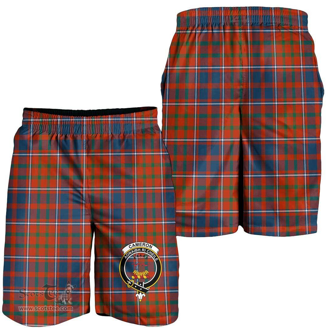 ScotsTee Shop Scottish Cameron of Lochiel Ancient Clan Crest Mens Tartan Short