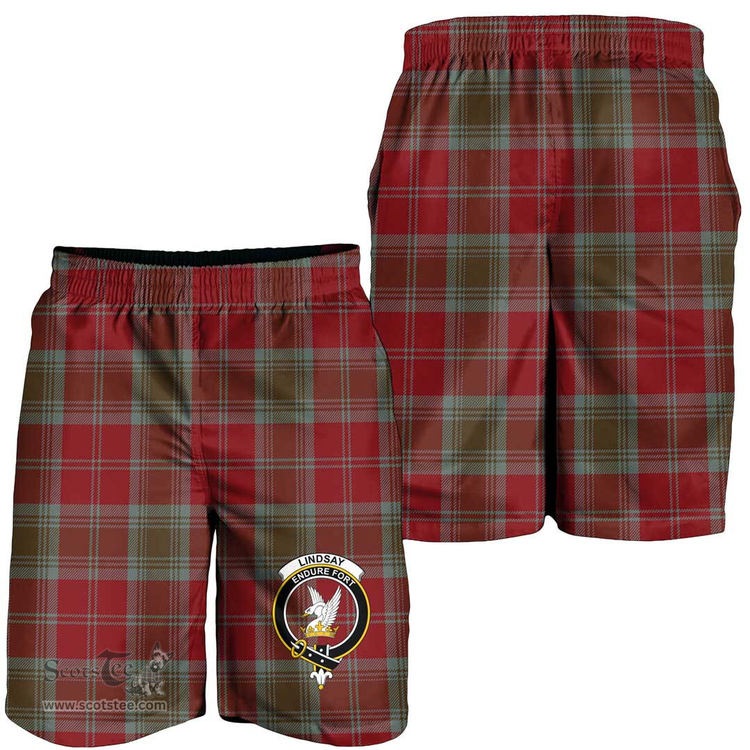 ScotsTee Shop Scottish Lindsay Weathered Clan Crest Mens Tartan Short