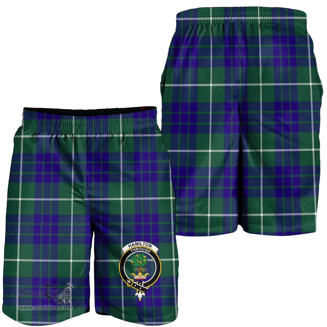 ScotsTee Shop Scottish Hamilton Hunting Modern Clan Crest Mens Tartan Short