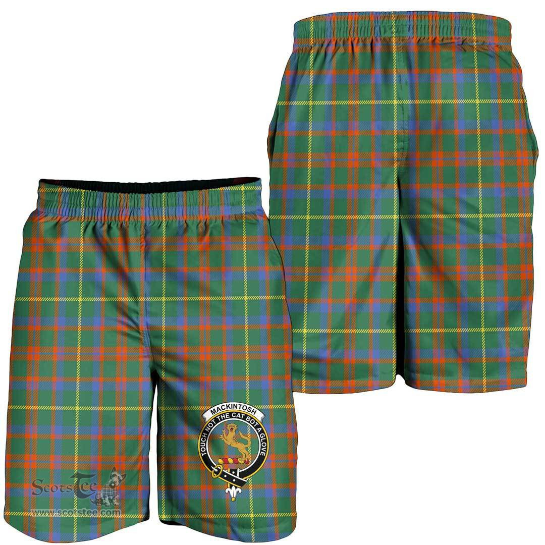 ScotsTee Shop Scottish MacKintosh Hunting Ancient Clan Crest Mens Tartan Short